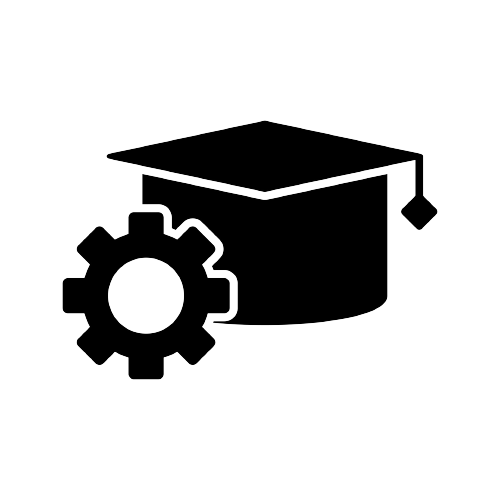 Systems People for Automation Photo of an graduation hat with an gear next to it symbolizing education and training in automation